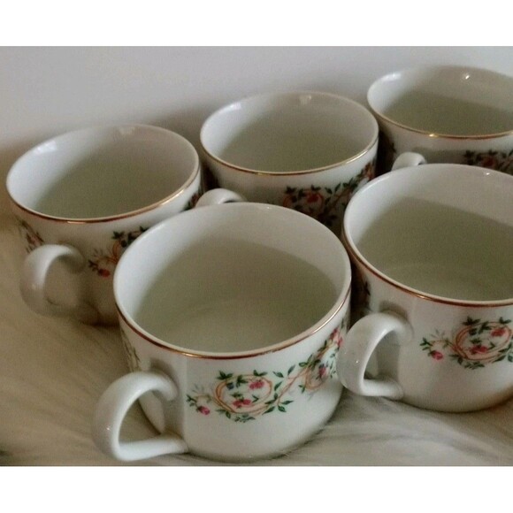 Farberware Set of 7 VTG Monaco ‘97 3111 Fine China Tea Coffee Cups Gold Trim GUC - Picture 4 of 6